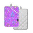 thumbnail image 3 of Purple Abstract Geometric Pattern Set of 2 Heat-Resistant Quilted Pads, Silver Polyester, 7" x 9.8", 3 of 7