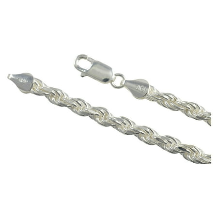- Sterling Silver Diamond Cut Rope 5mm Necklace Chain Italian Italy Solid .925 Jewelry