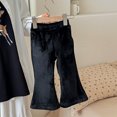 thumbnail image 2 of Annhoo Girls Cotton Flare Pants Elastic Mid Waisted Bootcut Trousers Fall Winter Toddler Cute Solid Color Pants, 2 of 3