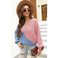 thumbnail image 3 of Women Sweaters-Oversized Chunky Knit Color Block Drop Shoulder Batwing Sleeve Pullover Sweater Tops, 3 of 6