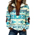 thumbnail image 3 of TaTaai Womens St Patricks Day Pullover Sweatshirt Color Block Lapel Collar Half Zip Casual Long Sleeve Top Shamrock Print Spring Gift, 3 of 8
