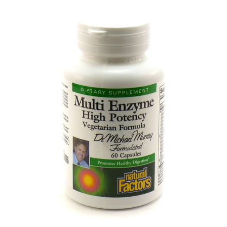 Natural Factors High Potency Multi Enzyme Vegetarian Formula, Plant-Based Digestive Aid, 60 Capsules