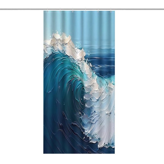 RKSupls Waterproof Shower Curtain, Wave Water Sky Polyester Shower Curtain with Hooks for Chic Elegant Home Bathtub Bathroom Decor Washable