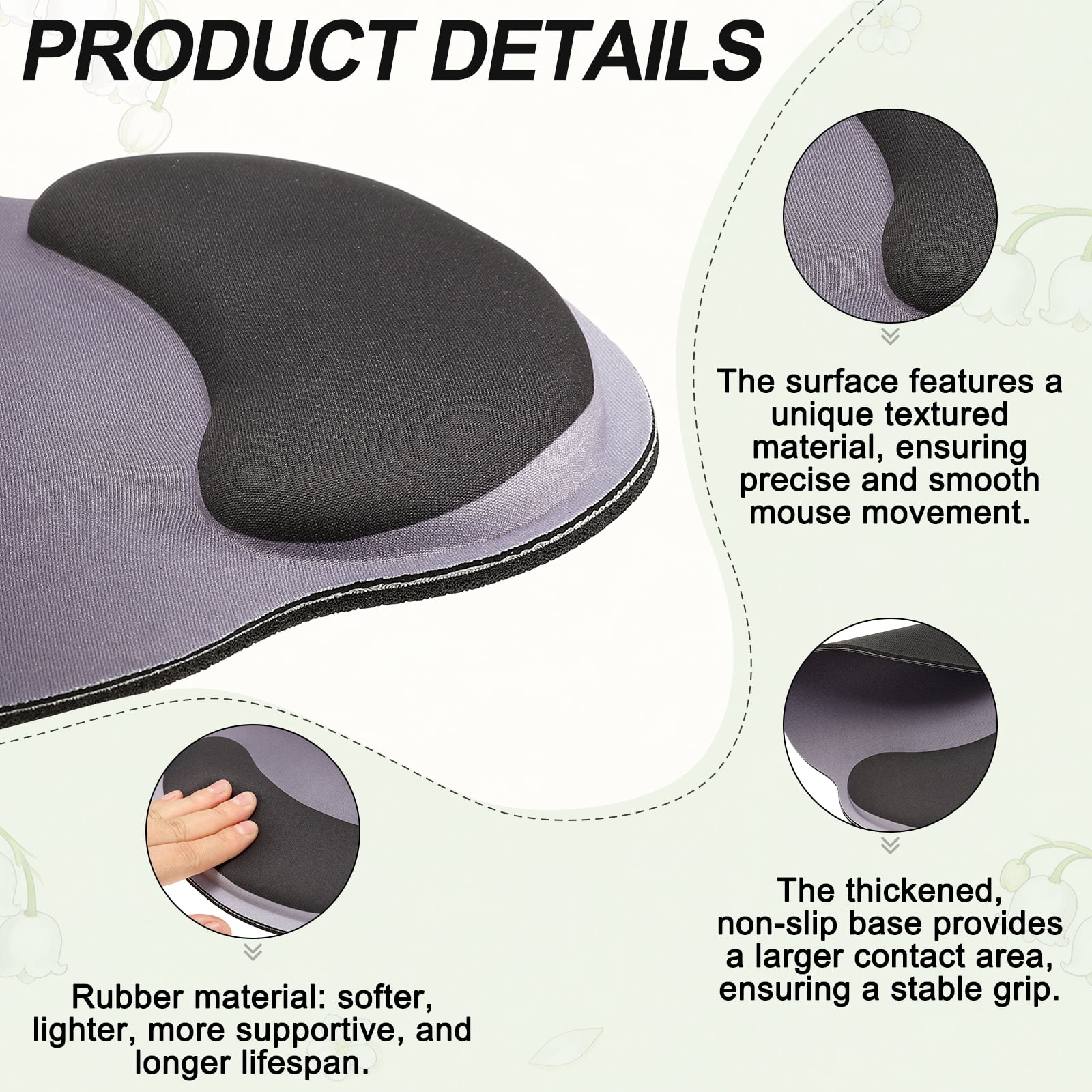 Ergonomic Wrist Rest Set, Memory Foam Mouse Pad and Keyboard Wrist Rest Support Hand Waterproof Cup Pad Non-slip for Office Computer Gaming Home Desk Accessory, Gradient Black
