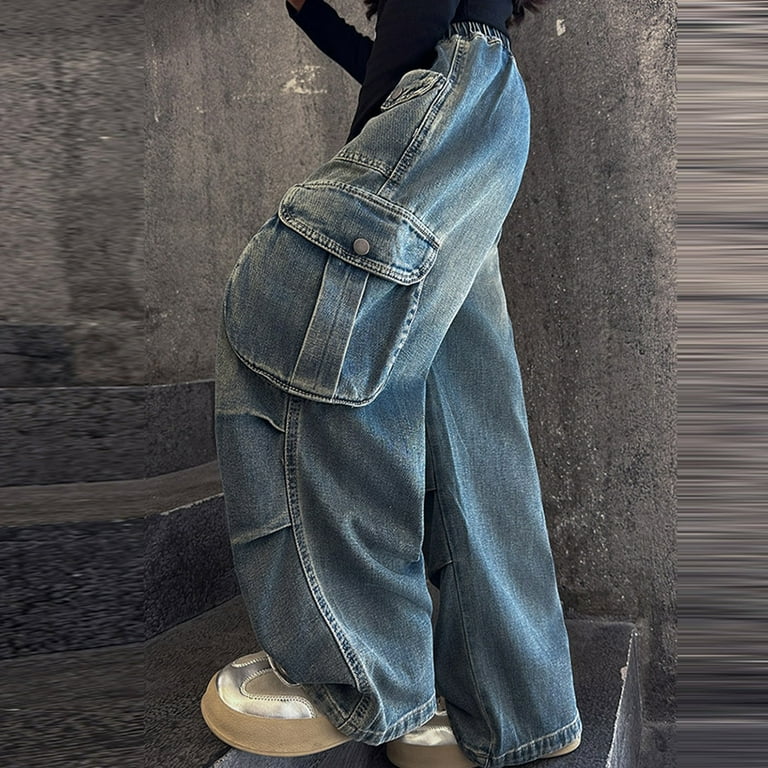 Krdevn Cargo Pants Y2K Girl Gothic Star Baggy Cargo Jeans Krdevn Cargo Pants Y2K Girl Gothic Star Baggy Cargo Jeans