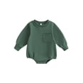 thumbnail image 1 of Fortune Unisex Baby Sweatshirt Rompers Infant Solid Color Long Sleeve Jumpsuit 0-2Y, 1 of 5