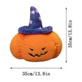thumbnail image 3 of Euahivb Halloween Pumpkin Stuffed Toy Plush Pillow 13.8 x 13.8 Inch Soft Cushion with Blue Witch Hat for Couch Living Room Spooky Seasonal Decor, 3 of 5