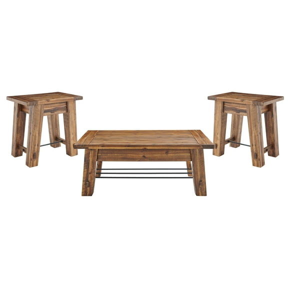 Alaterre Durango Industrial Wood 48"L Coffee Table and Two End Tables, Set of 3
