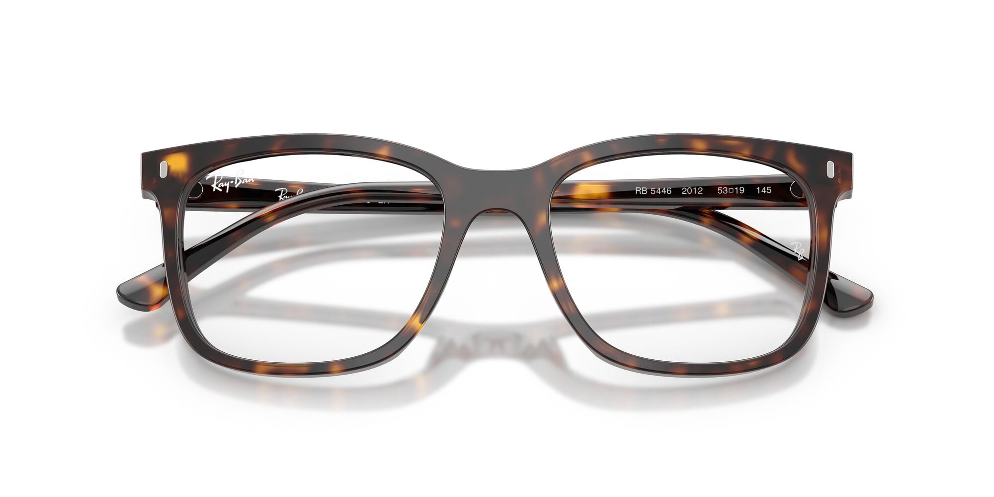 Ray-Ban Square Shaped Eye Glasses with Polished Havana Frames and Demo Lens, Size 51