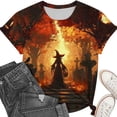 thumbnail image 3 of Junur Women's Midsummer Witches Gather T-Shirt Halloween Witch Party Shirts Short Sleeve Crew Neck Flowers Moon Graphic Tees S-5XL, 3 of 6