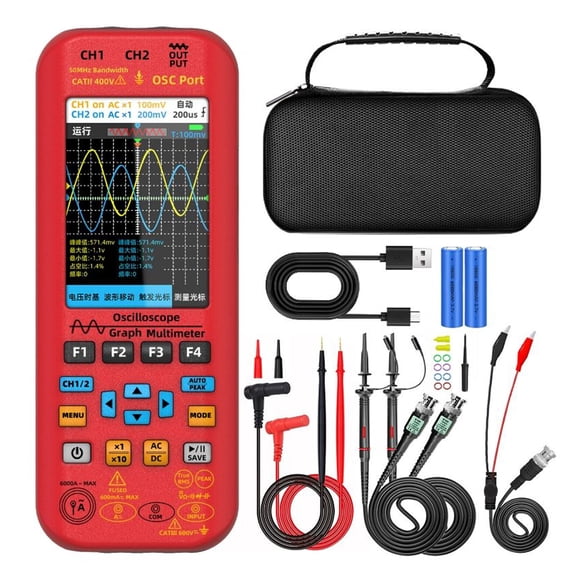 BSIDE-09 Oscilloscope Avancé 50MHz Double Canal avec Protection contre les Brûlures Intelligentes, True RMS, Générateur de Signal Haute Précision, Écran TFT 3.98 Pouces, Exportation de Formes d'Ondes, Analyse FFT