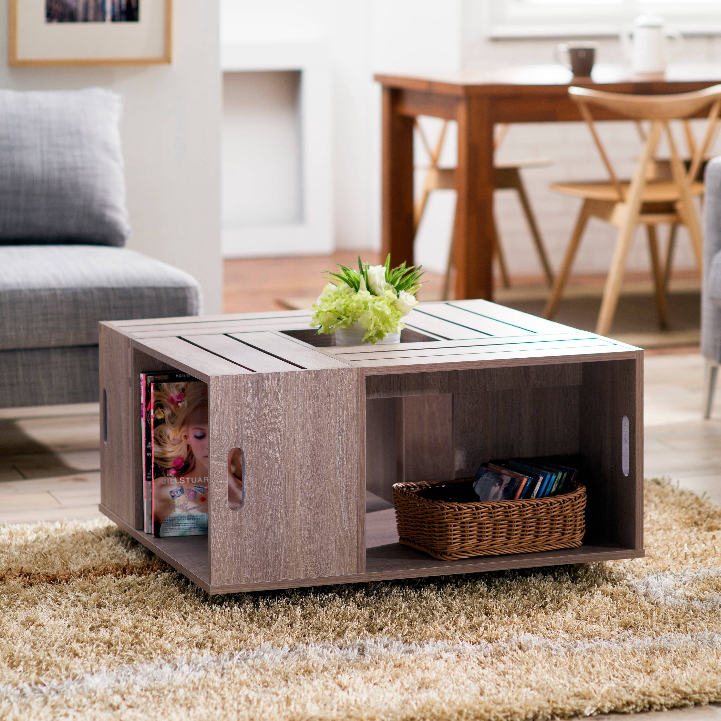 Furniture of America Jade Coffee Table with Casters, Brown