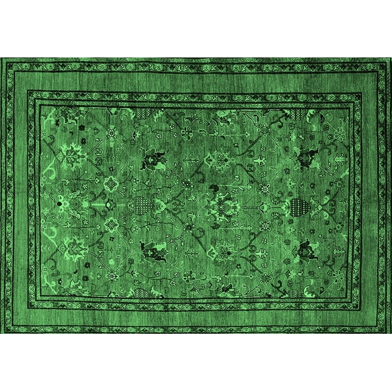 Ahgly Company Indoor Rectangle Oriental Emerald Green Traditional Area Rugs, 6' x 9'