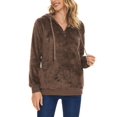 thumbnail image 2 of Spencer Womens Faux Sherpa Fuzzy Fleece Sweatshirt Loose Winter Warm Pullover Half Zip Oversized Hoodies with Pockets, Size M-3XL, 2 of 10