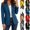 Blue, variant on Fancifize Blazers for Women Business Casual Notch Neck Long Sleeve Suit Jackets Open Front Blue Blazer Cardigan