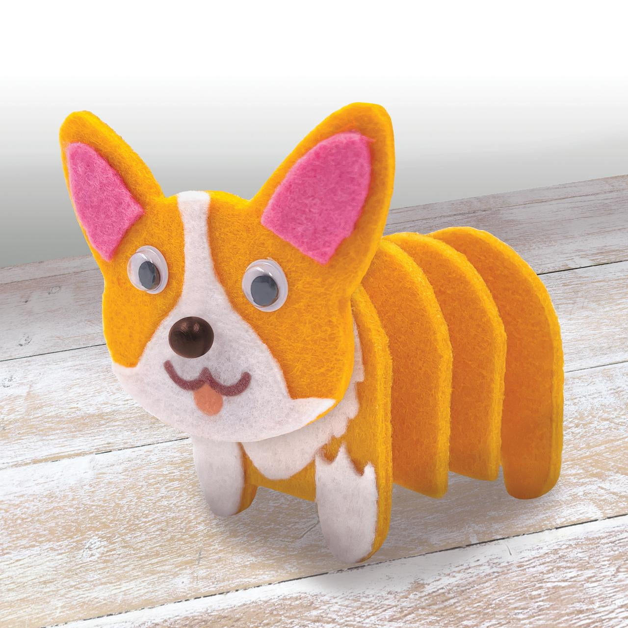 (2 pack) Hello Hobby Felt Friend Create Your Own 3D Corgi Craft Kit for Children