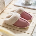 thumbnail image 1 of Pantuflas de algodón de felpa para el hogar, otoño e invierno, cálidas, antideslizantes, para mujer, 1 of 6