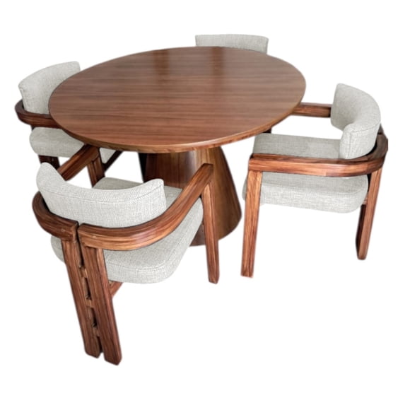 Comedor moderno circular para 4 personas color gris claro