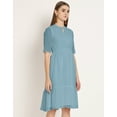 thumbnail image 3 of Moomaya Solid Tiered Dress For Women, Short Sleeve Chiffon Swing Dress, 3 of 8