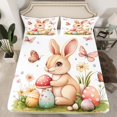 thumbnail image 2 of Erosebridal Kawaii Rabbit Sheet Set Queen, Easter Eggs Bedding Sets Queen Size, Butterfly Floral Decor, 4pcs, 2 of 7