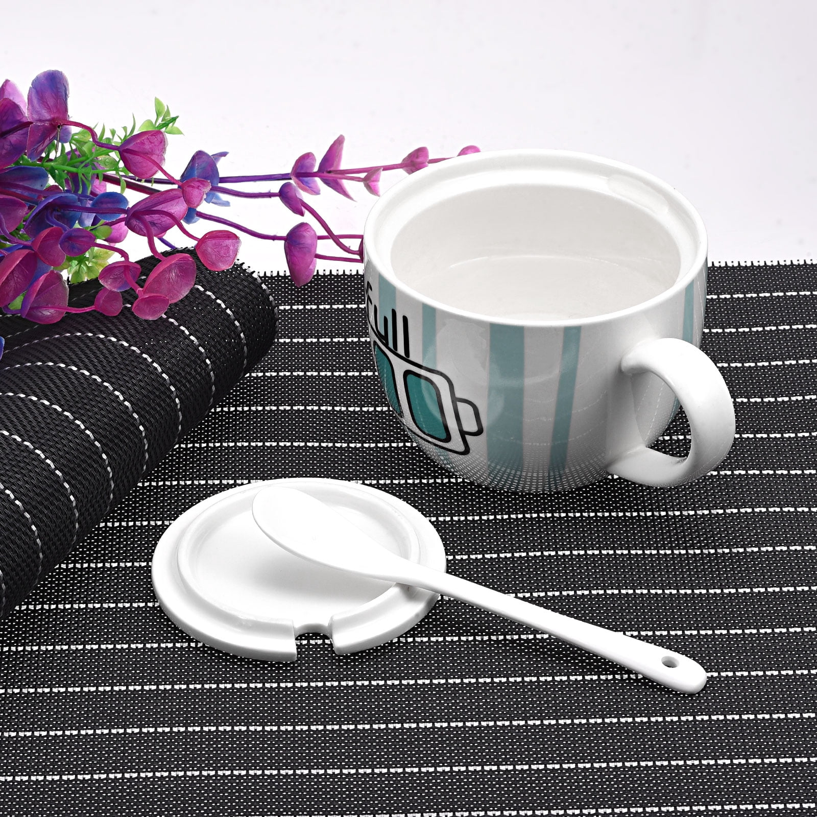 Unique Bargains PVC Washable Woven Place Mats for Dining Tables Black 450x300mm 2 Pcs