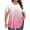 Pink, variant on Lenpel Plus Size Tops for Women Dressy Casual Short Sleeve Crew Neck Gradient Pleated T Shirts Loose Tunic Blouses