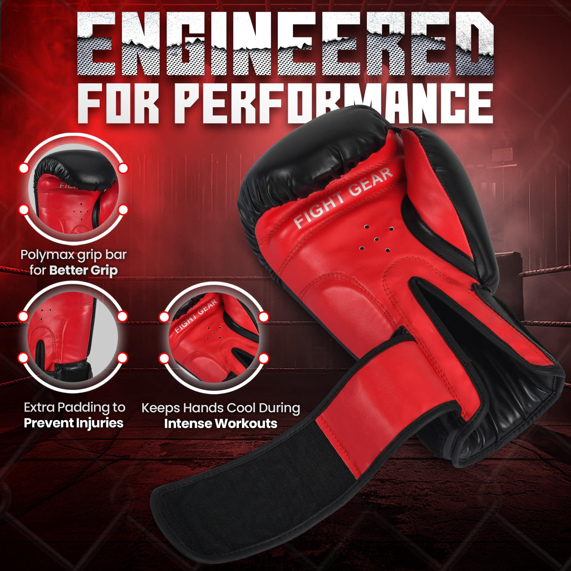 Knockout Boxing Gloves for Men Women, Muay Thai MMA Kickboxing Home Gym Training, Sparing Gloves Pair with Premium Ventilated Palm