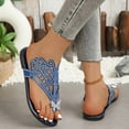 thumbnail image 6 of Summer Flip Flops for Women Open Toe Slip On Rhinestone Thong Flat Slides Sandals Summer Casual Women Beach Fashion Slippers Lazy Shoes, 6 of 9
