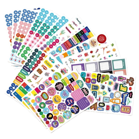 16 Sheets Calendar Date Number Sticker for Planners, Happy Monthly Sticker and Round Colorful Date Sticker Accessory