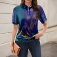 thumbnail image 2 of NAMTYQX Short Sleeve Shirts for Women Lounge Soft Short Sleeve Lounge Lapel Womens Polo Shirts Navy Size L, 2 of 5