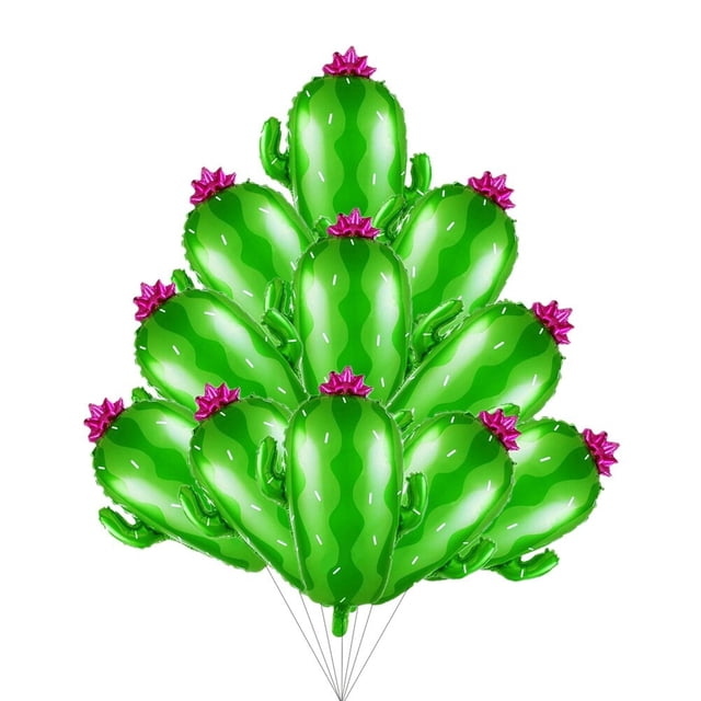 GOOHOCHY Globo de cactus de 5 piezas, decoración creativa, globo de película de aluminio para fiesta de cumpleaños, reunión (verde 59x73 cm)