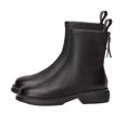thumbnail image 2 of Bnwani Women Boots Footwear New Winter Fashion Toe Zipper Flat Mid-Calf Fleece Leather Boot Black Size 4.5, 2 of 8