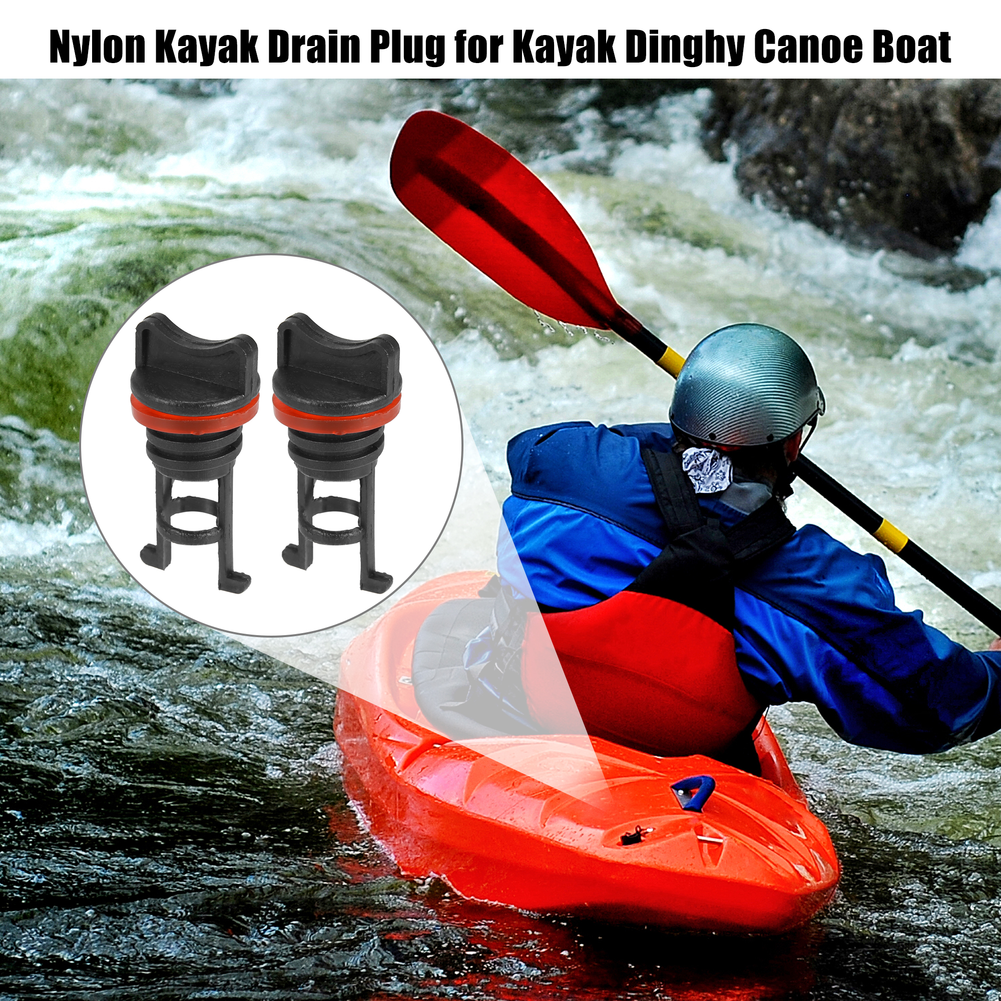 Unique Bargains Pack of 2 Kayak Drain Plug Kit, Nylon Universal Thread Hull Stopper