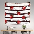 thumbnail image 2 of Sikiie Ladybugs on Black and White Striped1 tapestry wall hanging home decor for bedrooms, living rooms, dorms 60x51in, 2 of 6