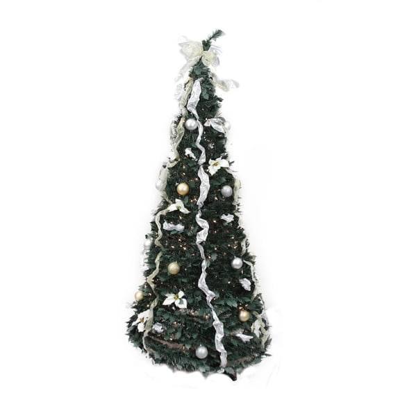 Northlight 6' Pre-Lit Pre-Decorated Pop-Up Artificial Christmas Tree - Clear Lights