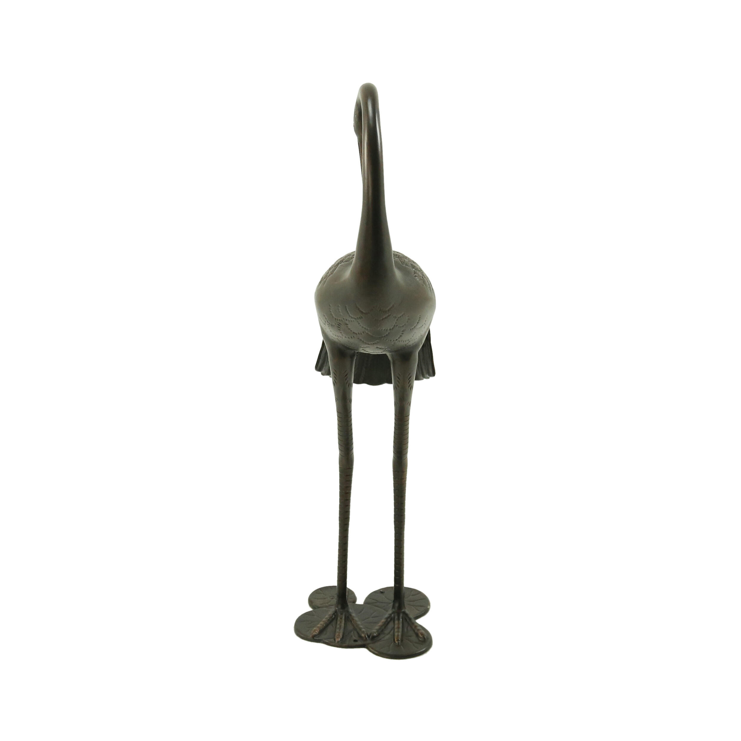 38.5" Antique Bronze Aluminum Crane Statue, Outdoor Garden Decor - Rust-Proof Patio Fountain Sculpture