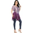 thumbnail image 3 of Sakkas Marzia Women's Loose Fit Short Sleeve Casual Tie Dye Batik Blouse Top Tunic - 19208-Purple - Plus Size, 3 of 5