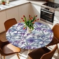 thumbnail image 2 of Palm Leaves Elastic Fitted Round Table Cover Purple Tropical Plant Tree Waterproof Outdoor Tablecloth for Holiday Party, Picnic, Patio & Dining Fits Tables Up to 45"-54", 2 of 8