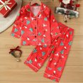 thumbnail image 2 of Gerichy Toddler Pajamas 2 Pieces Silk Stain Cute Christmas Graphic Long Sleeve Button Down Shirts and Pants Homewear for Boys Girls 18M-8T, 2 of 7
