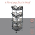 thumbnail image 3 of Kitchen Details 4 Tier Large Plastic Basket Free Standing Shelf, Smoke Grey, 3 of 9