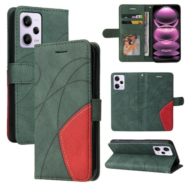 GANGXUN Flip Case for Xiaomi Redmi Note 12 Pro – Leather Wallet Cover with Card Slots, Kickstand & Color Stitching Protective Folio