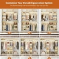 thumbnail image 6 of Homieasy 58" - 90" W Closet System, Large Walk in Closet Organizer with 3 Hanging Rods and Shelves, Heavy Duty Wood Closet Wardrobe with 2 Drawers and Shoe Rack, Reversible Clothing Rack, White Oak, 6 of 7