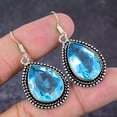 thumbnail image 2 of Natural Blue Topaz Gemstone Handmade 925 Sterling Silver Gift Earring 1.97", 2 of 2
