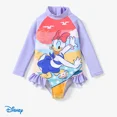 thumbnail image 1 of Disney Toddler Girls Swimsuit Daisy Duck Rash Guard Graphic Bathing Suits Purple Kids 3-4T, 1 of 6