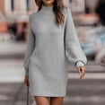 thumbnail image 3 of Prolriy Sweater Dresses for Women 2024 Trendy Autumn Winter Long Sleeve Turtleneck Solid Color Casual Sweater Dress Ladies Sweater Dress Womens Sweater Dress Grey L, 3 of 6