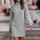thumbnail image 5 of Gibobby Vestidos de suéter anchos Otoño Invierno manga larga cuello Color sólido Casual suéter vestido suéter vestido(Gris,M), 5 of 5