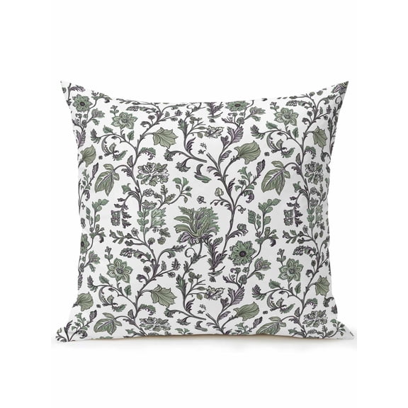 Outdoor Pillows Waterproof, Boho Leaf Bedding Throw Pillows with Insert for Couch Sofa Bed, Sage Green Spring Farmhouse Pastoral Tribal 18x18 Inch Pillowcases Decorative Patio Pillow Set of 1