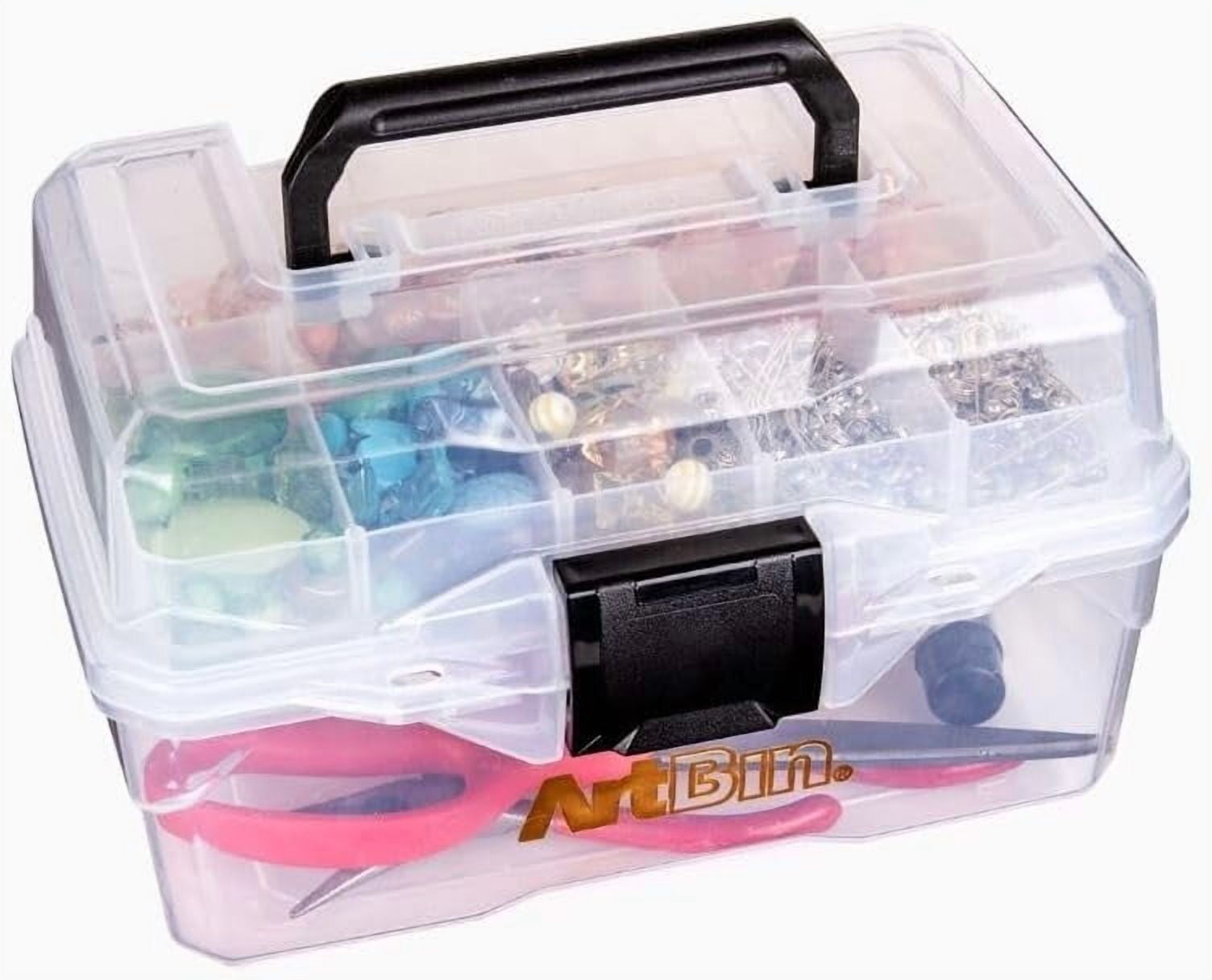 SHAANXIXIAN 6890AG Small Project Box, Portable Art & Craft Organizer with Lift-Out Tray, [1] Plastic Storage Case, Clear