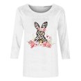 thumbnail image 3 of Alun Fashion Leopard Bunny Easter's Day T Shirts for Women Crewneck 3/4 Sleeve Casual Tops Cute Rabbit Graphic Easter Gift Tees Soft Comfortable Spring Outfit White XL, 3 of 3