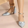 thumbnail image 6 of AZZAKVG Womens Low Mid Square Heel Ankle Strap Sandal Office Ladies Pointed Toe Shoes Chunky Heels, 6 of 7